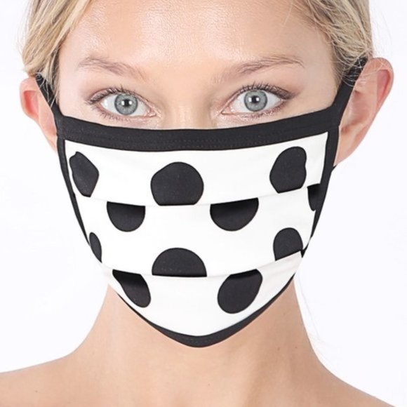Zenana White Protection Polkadot Trifold Face Mask Reusable Washable - Picture 1 of 3